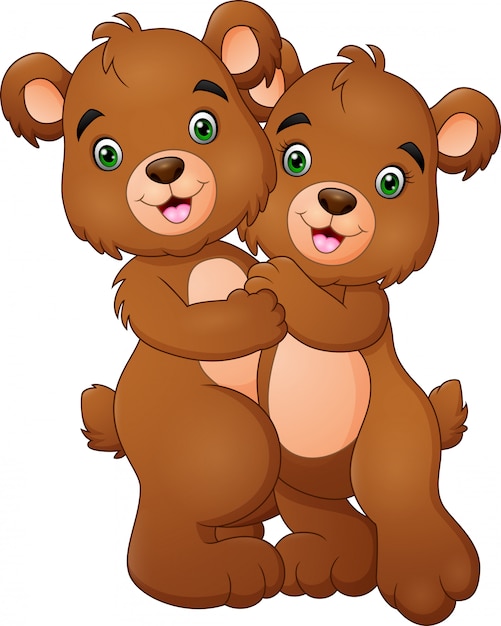 Premium Vector Cartoon Happy Bear Couple Hugging