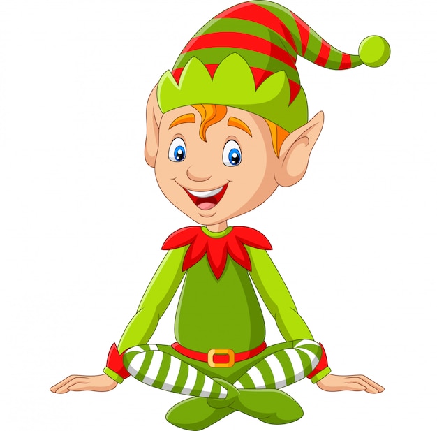 Download Premium Vector | Cartoon happy christmas elf sitting