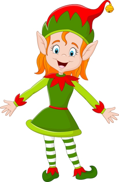 Premium Vector | Cartoon happy christmas elf