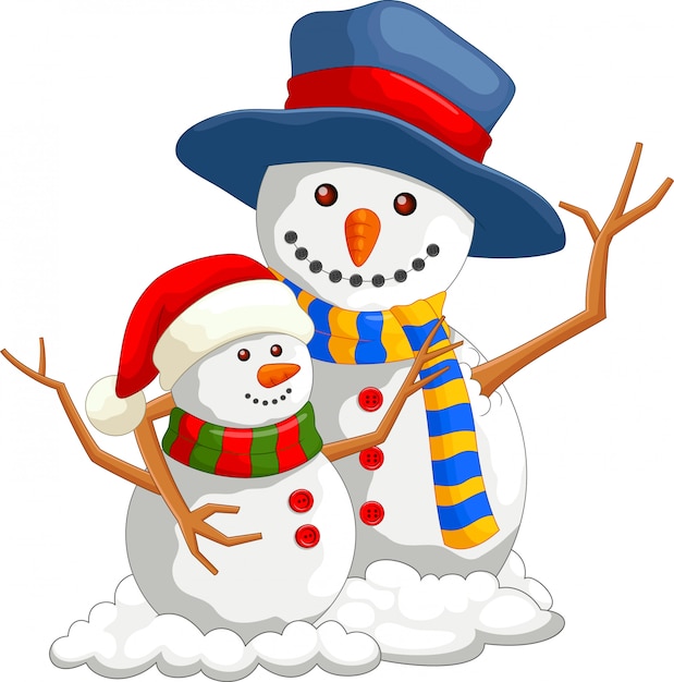 Premium Vector | Cartoon happy christmas snowman