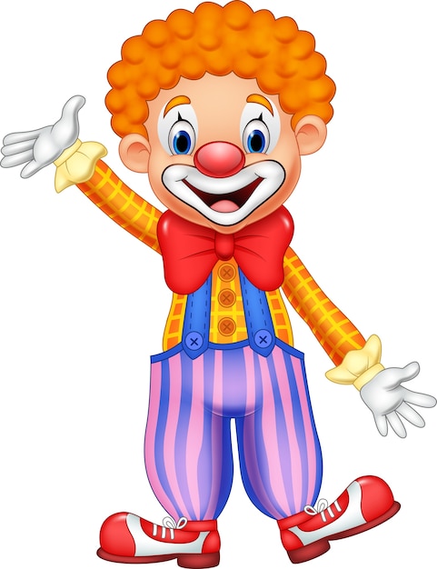 Premium Vector | Cartoon happy clown waving hand