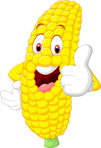 Cartoon happy corn giving thumb up Premium Vector