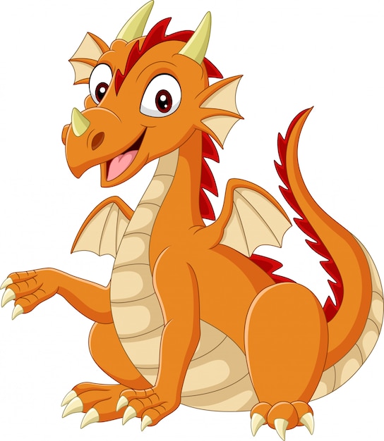 Premium Vector | Cartoon happy dragon on white