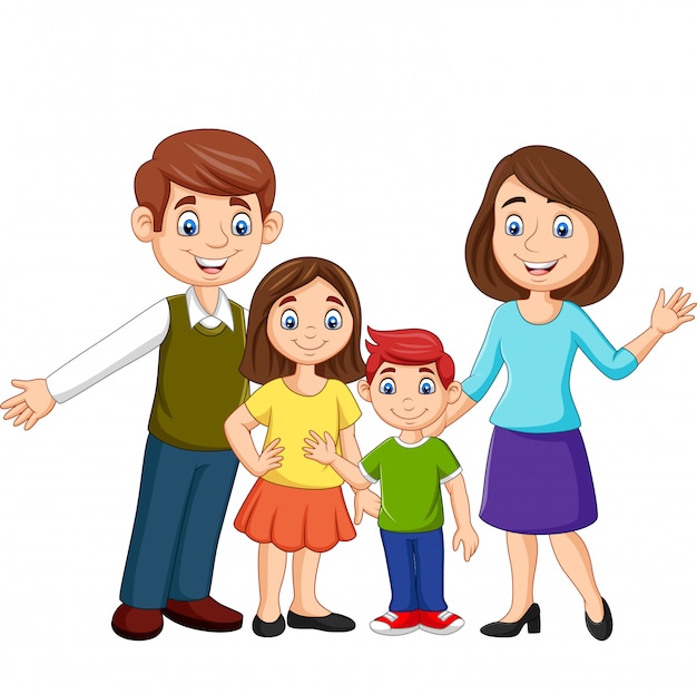 Мультфильм счастливая семья | Премиум векторы