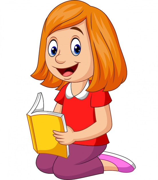 Cartoon Girl Reading A Book