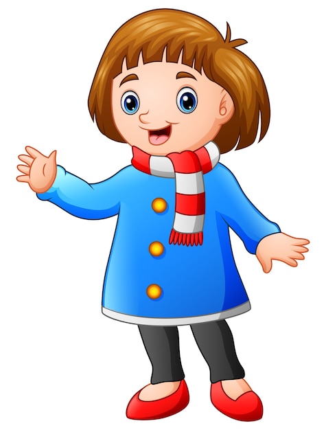 Premium Vector | Cartoon happy girl in winter clothes