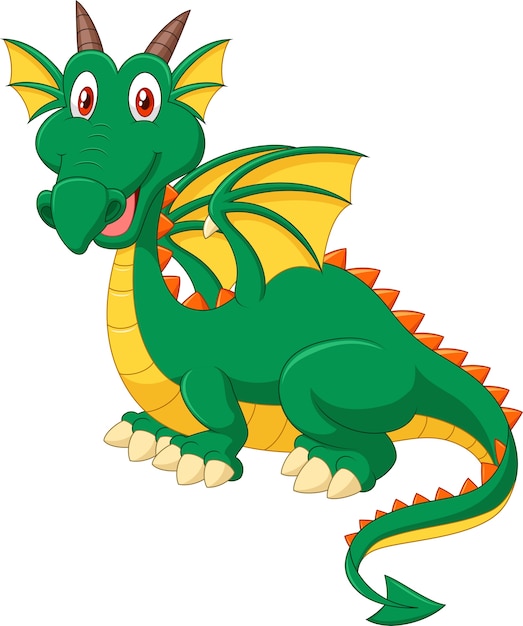 Premium Vector | Cartoon happy green dragon