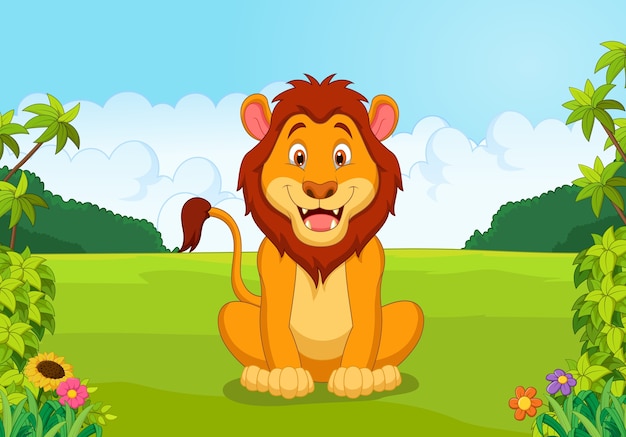 Premium Vector | Cartoon happy lion