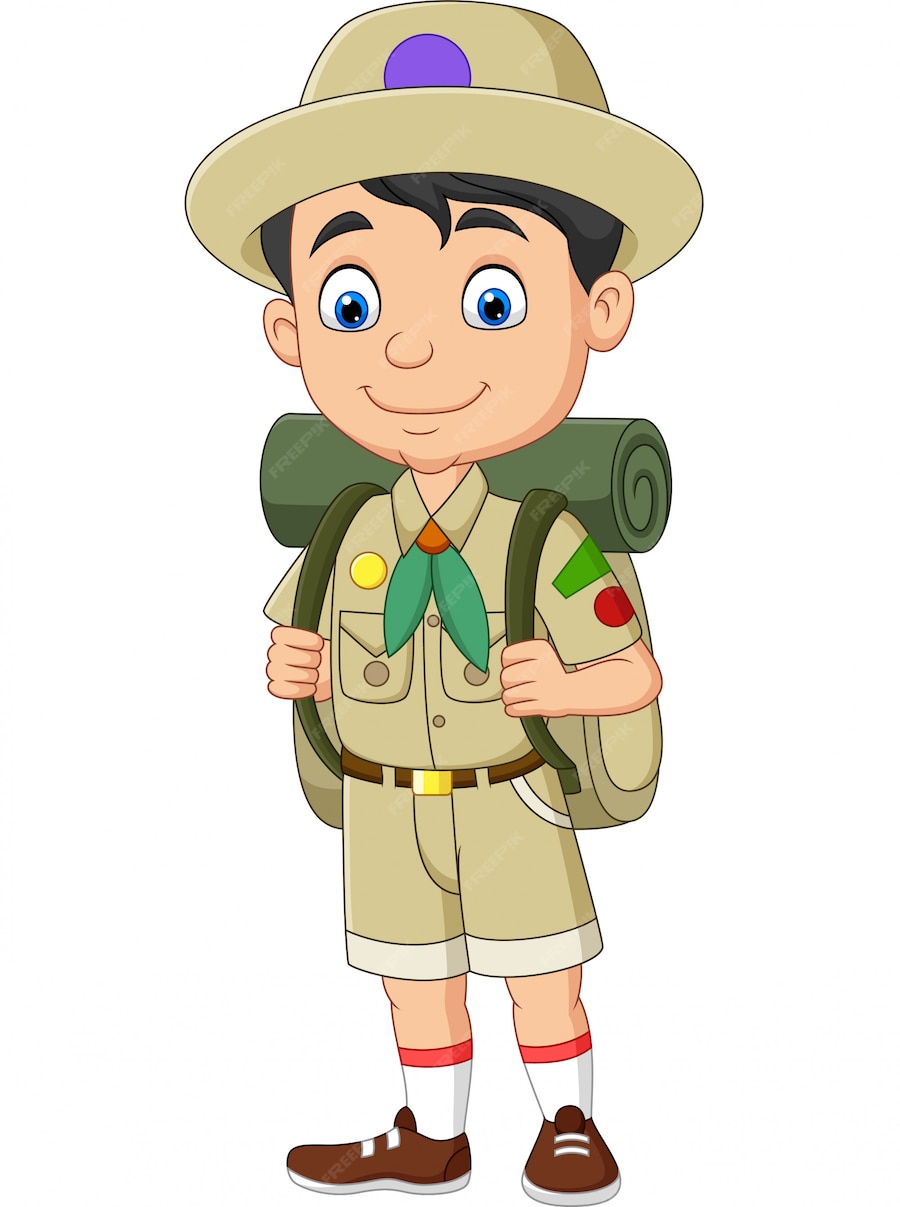 Premium Vector | Cartoon happy little boy scout