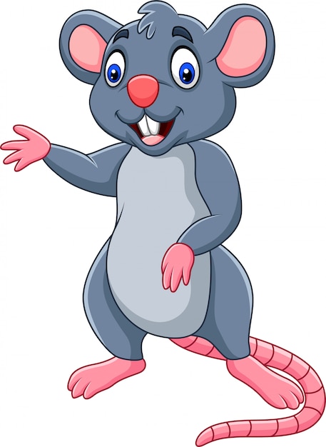 Premium Vector | Cartoon happy mouse waving