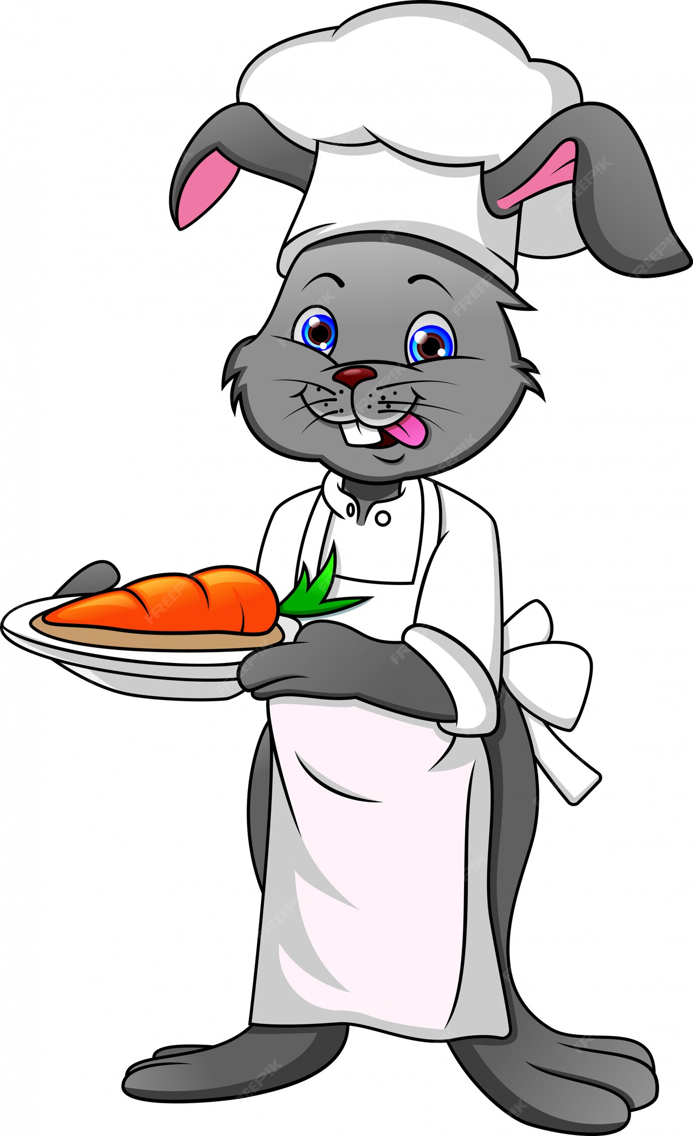 Premium Vector | Cartoon happy rabbit chef and carrot