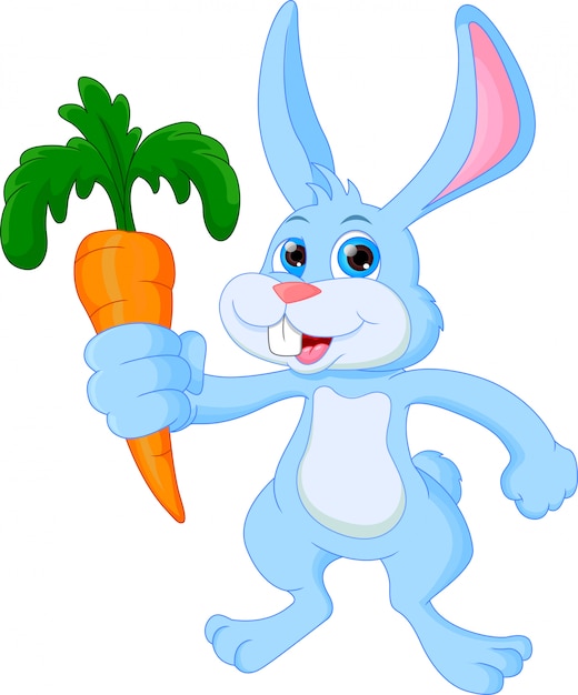 Premium Vector Cartoon Happy Rabbit Holding Carrot