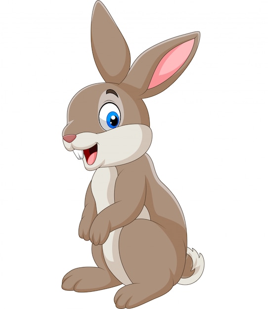 Cartoon happy rabbit isolated on white background Vector | Premium Download