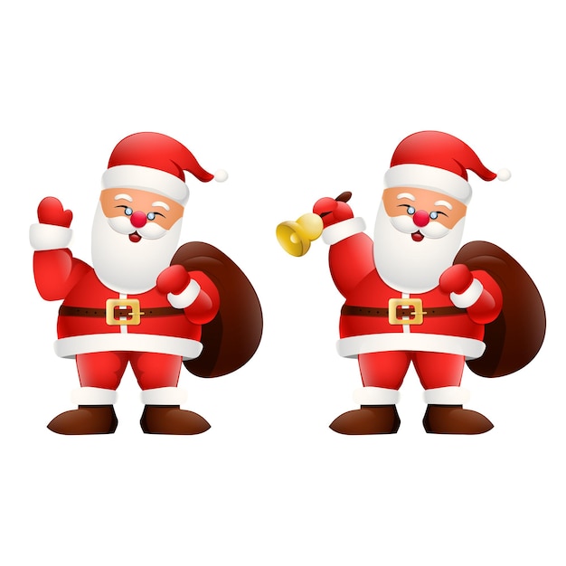 Premium Vector Cartoon Happy Santa Claus Holding A Presents 3501