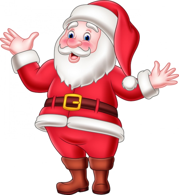 Cartoon happy santa claus waving | Premium Vector