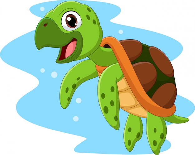 Premium Vector | Cartoon happy sea turtle swimming