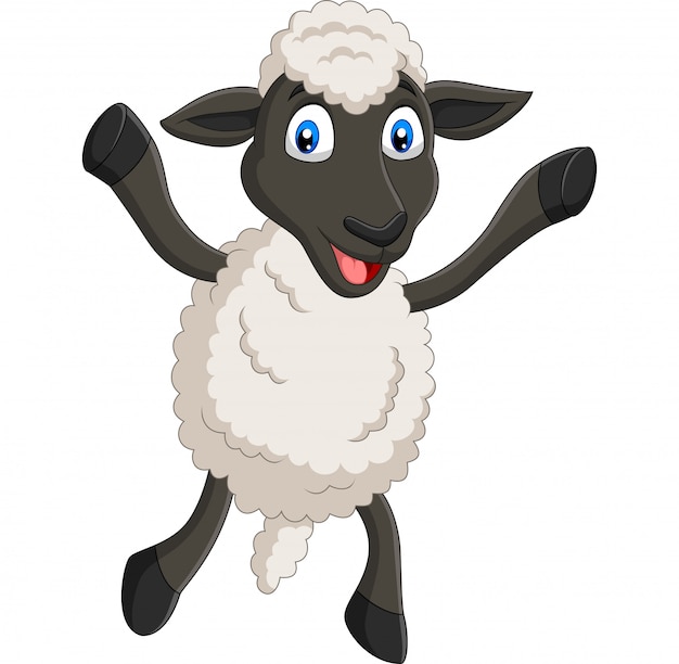 Download Cartoon happy sheep posing isolated | Premium Vector