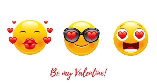 Premium Vector | Cartoon happy valentine's day with heart love emoji.