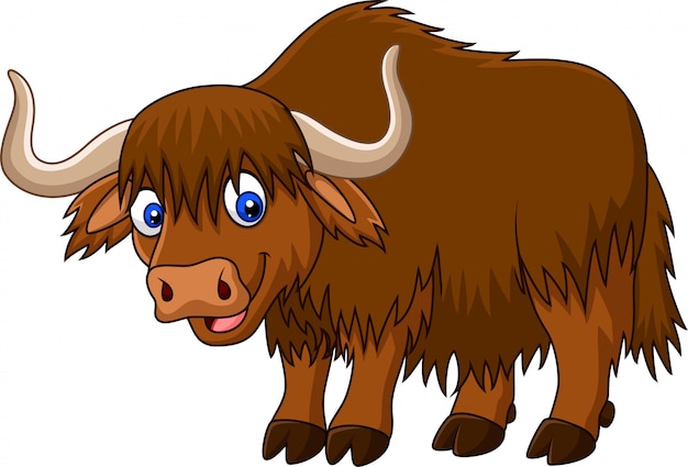 Cartoon happy yak Vector | Premium Download