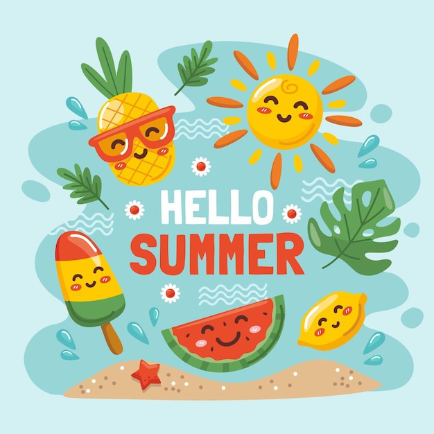 Free Vector | Cartoon hello summer illustration