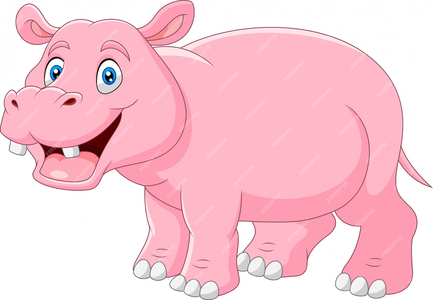 Premium Vector | Cartoon hippo with open mouth