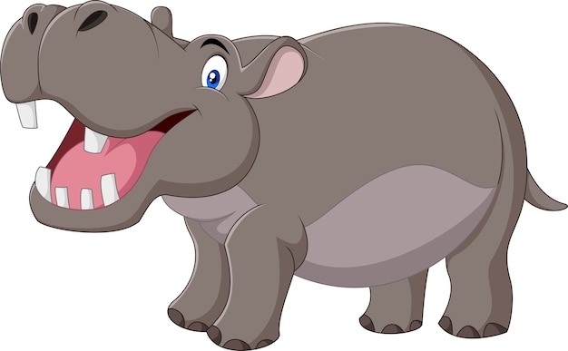 Download Cartoon hippo with open mouth Vector | Premium Download