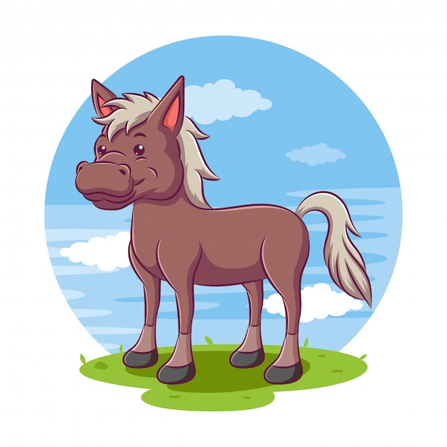 Premium Vector | Cartoon horse with a page background