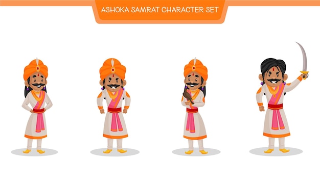 Premium Vector | Cartoon illustration of ashoka samrat character set