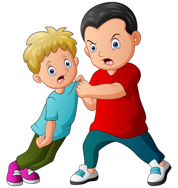 Premium Vector | Cartoon illustration of a boy bullying little kid