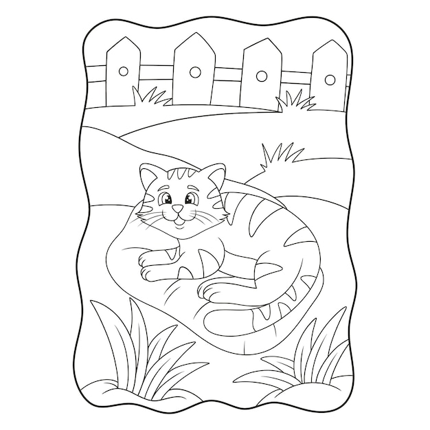 Premium Vector Cartoon Illustration Cat Is Getting Ready To Eat With His Plate Book Or Page For Kids Black And White