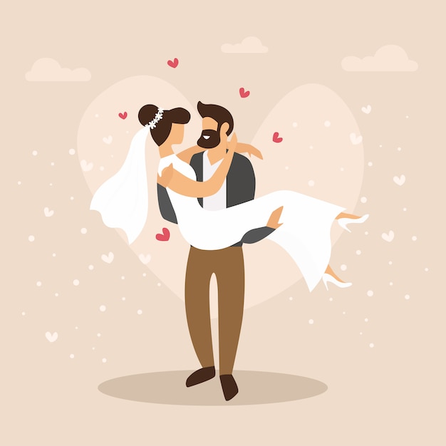 Premium Vector Cartoon Illustration Of Couple Just Married Wedding Event Cartoon Flat 4736