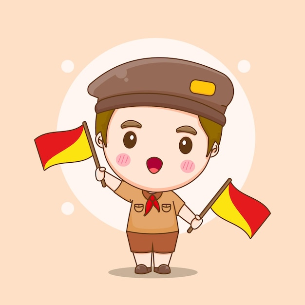 Premium Vector Cartoon Illustration Of Cute Indonesian Boy With Pramuka Day Concept