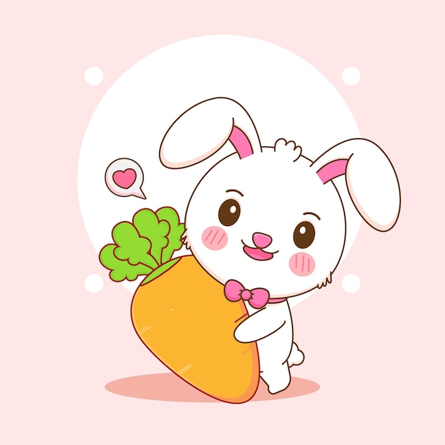 Premium Vector Cartoon Illustration Of Cute Rabbit Holding Big Carrot