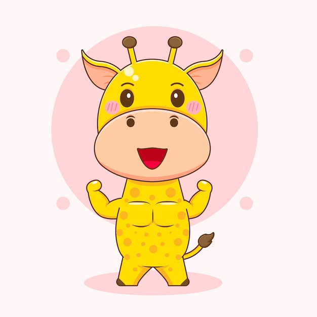 Premium Vector | Cartoon illustration of cute strong giraffe character