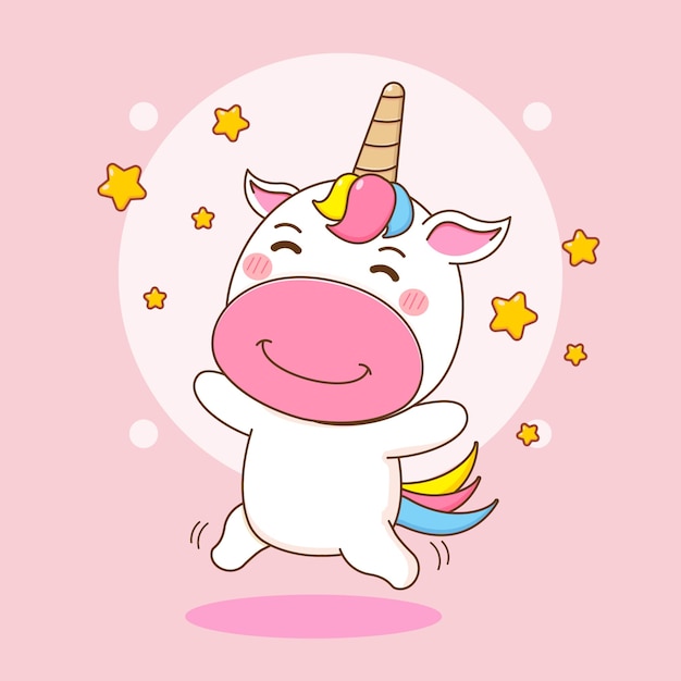 Premium Vector | Cartoon illustration of cute unicorn character jumping ...