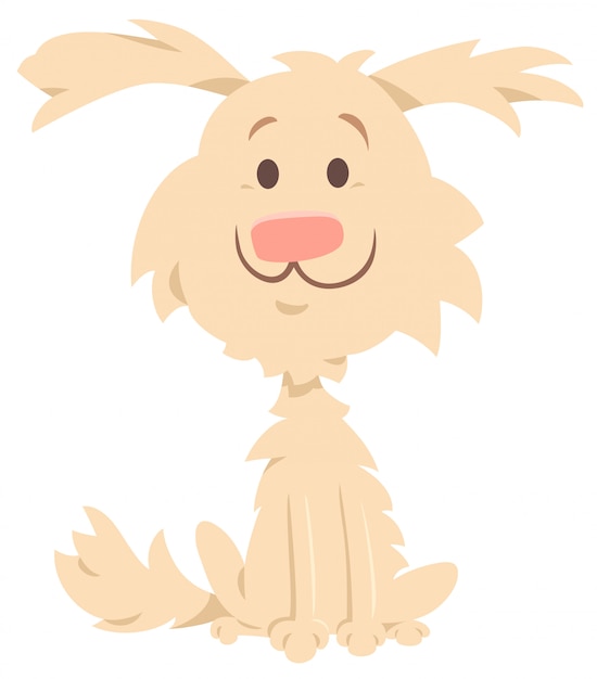 Download Cartoon illustration of funny shaggy beige dog Vector ...