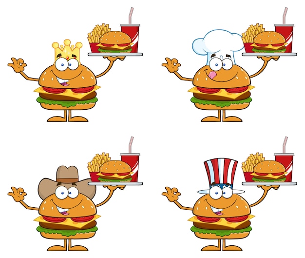 Premium Vector Cartoon Illustration Of Hamburger Characters