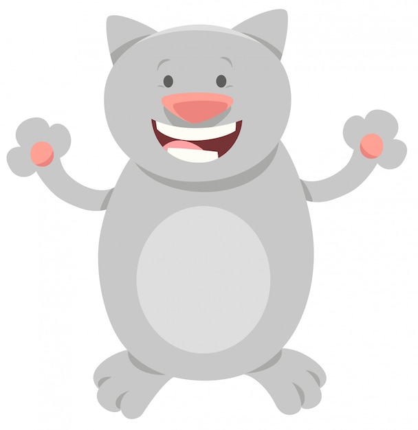 Cartoon Illustration Of Happy Cat Animal Character Vector