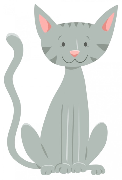 Premium Vector Cartoon Illustration Of Happy Gray Cat