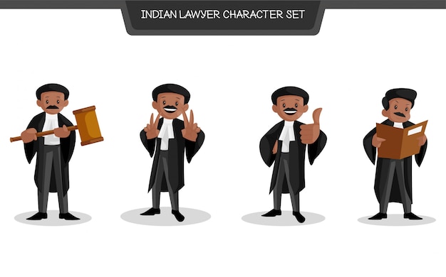 Premium Vector | Cartoon illustration of indian lawyer character set