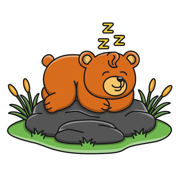プレミアムベクター 眠っているかわいいクマの漫画イラスト