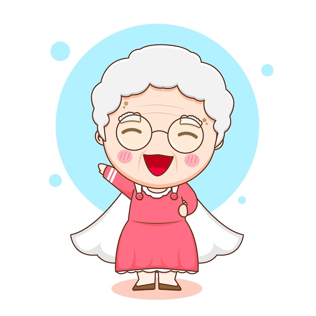 スーパーヒーローとしてかわいいおばあちゃんのキャラクターの漫画イラスト プレミアムベクター