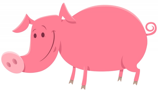 豚や子豚の農場の動物の漫画イラスト プレミアムベクター