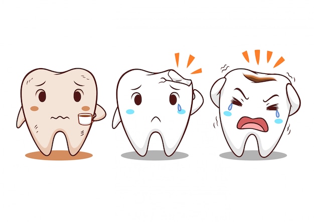 歯の問題の歯の漫画のイラスト プレミアムベクター