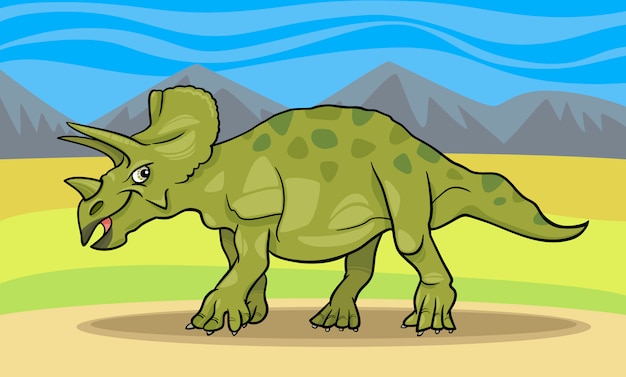 トリケラトプス恐竜の漫画のイラスト プレミアムベクター