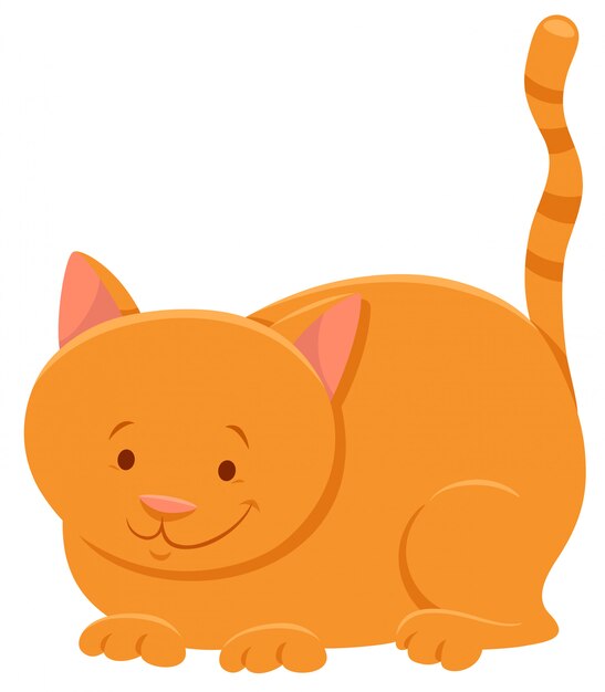 黄色い猫ペットキャラクターの漫画イラスト プレミアムベクター