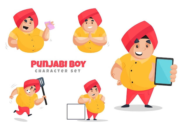 Premium Vector | Cartoon Illustration Of Punjabi Boy Character Set