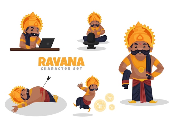 Premium Vector Cartoon Illustration Of Ravana Character Set