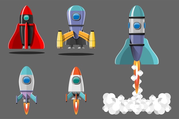 Free Vector | Cartoon Illustration Rocket Launch Isolated Set. Space ...