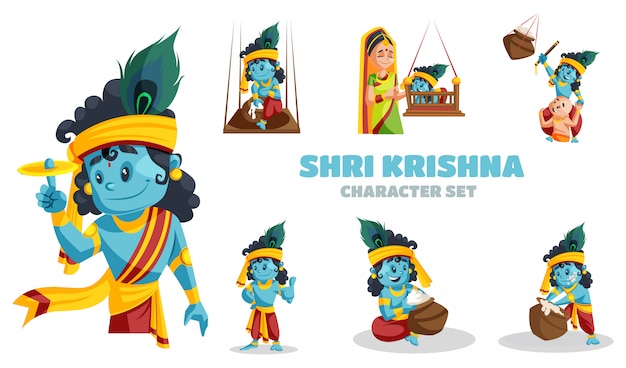 Download Free Cartoon Illustration Of Shri Krishna Character Set Premium Vector Use our free logo maker to create a logo and build your brand. Put your logo on business cards, promotional products, or your website for brand visibility.